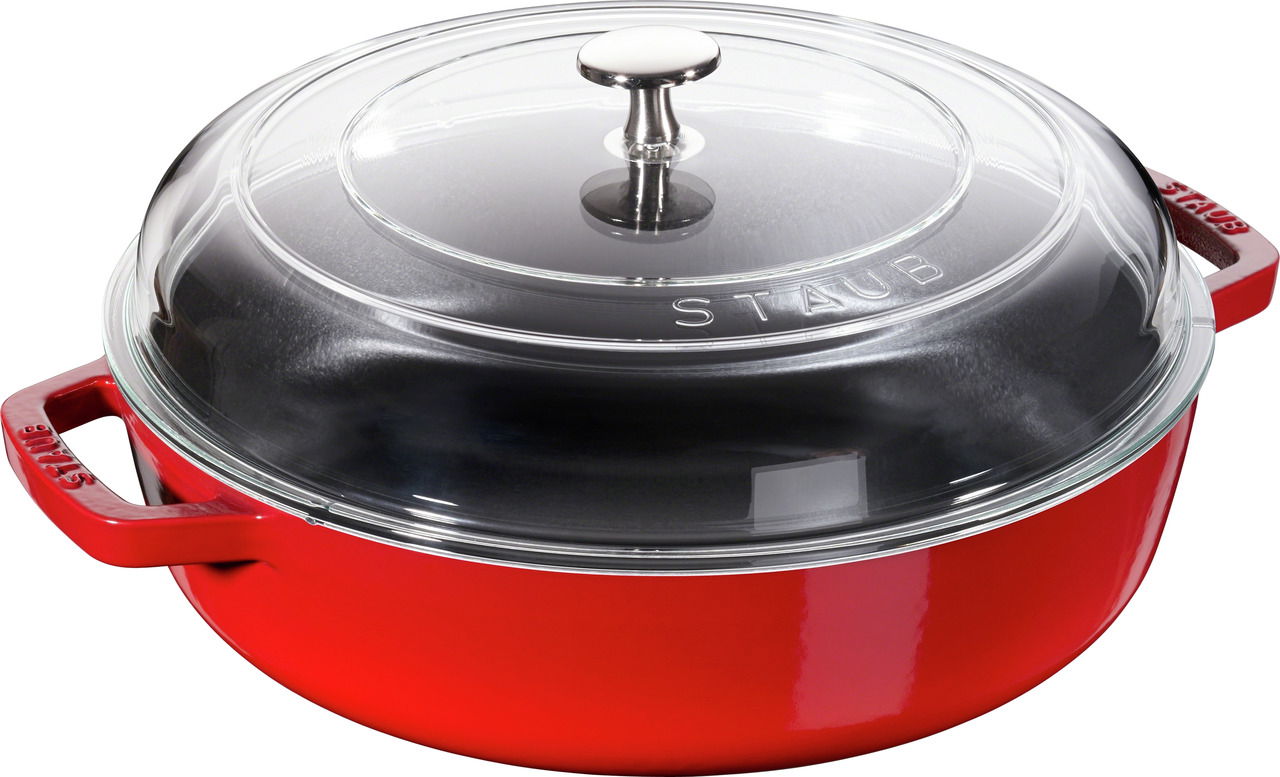 Staub Bräter mit Glasdeckel 28cm rot