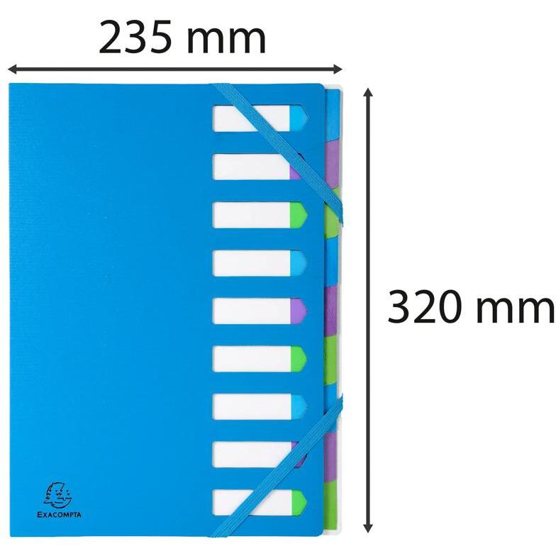 Trieur rigide HARMONIKA® Campus Neon dos extensible 9 compartiments - Bleu
