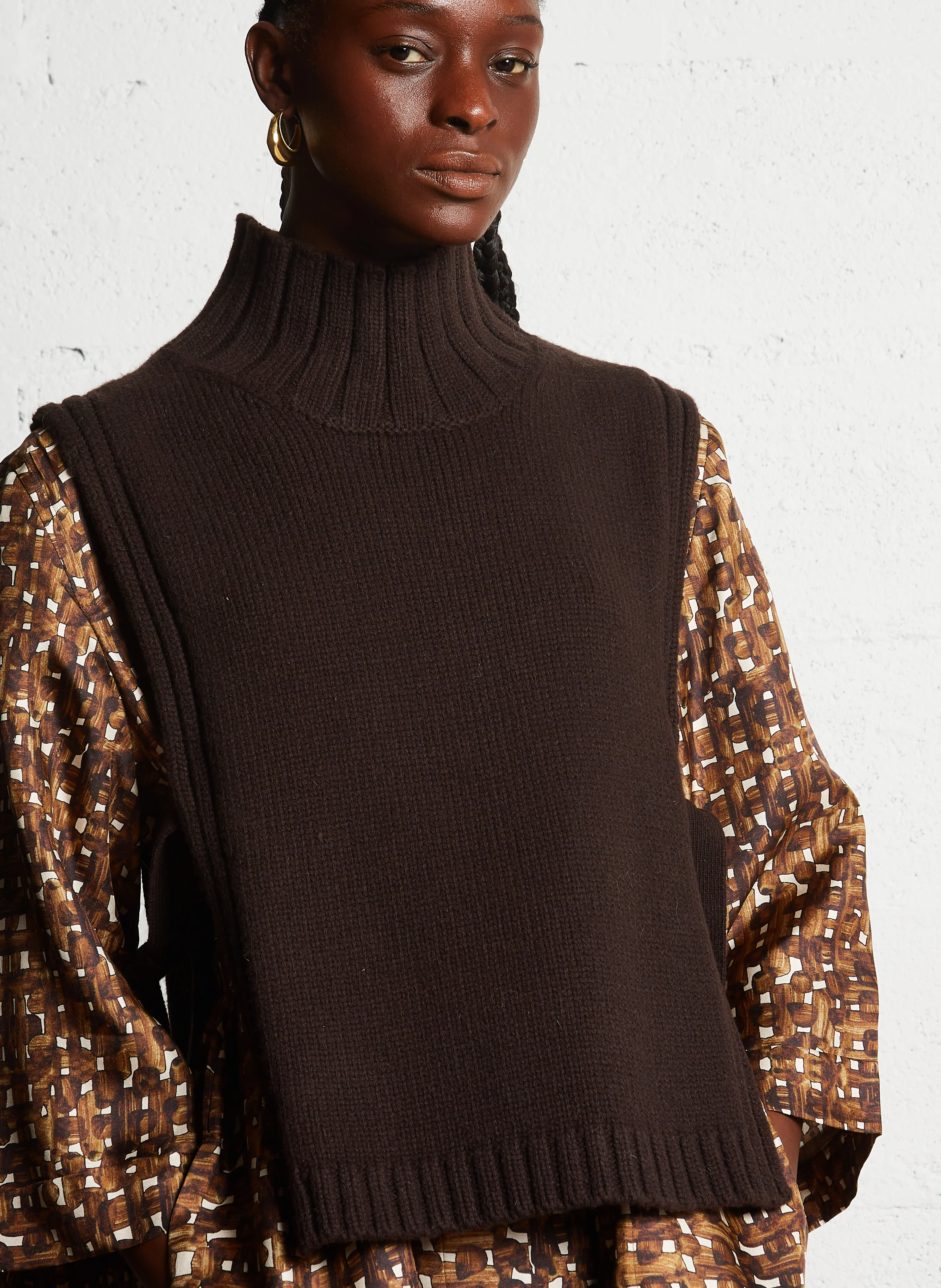 OR - Plastron col montant en laine mélangée | Marron