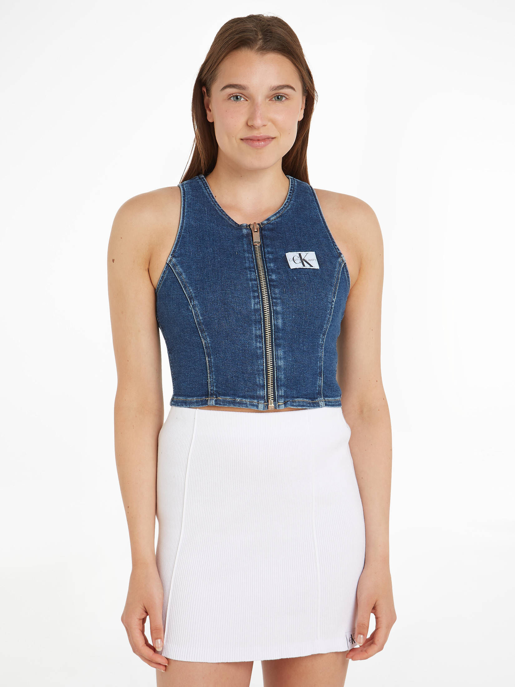 CALVIN KLEIN JEANS| Damen Jeanstop mit Reißverschluss
