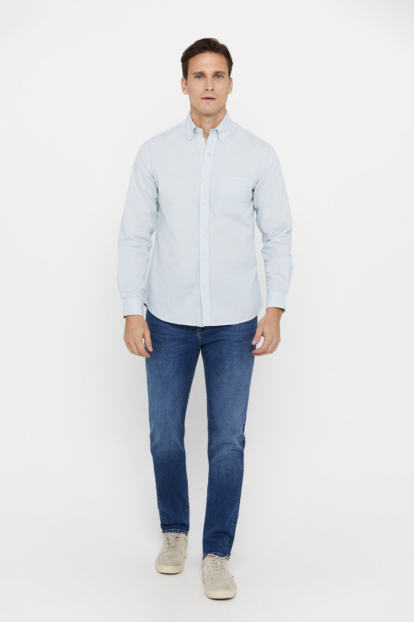 Camisa xadrez micro-verniz de fácil passagem - Verde