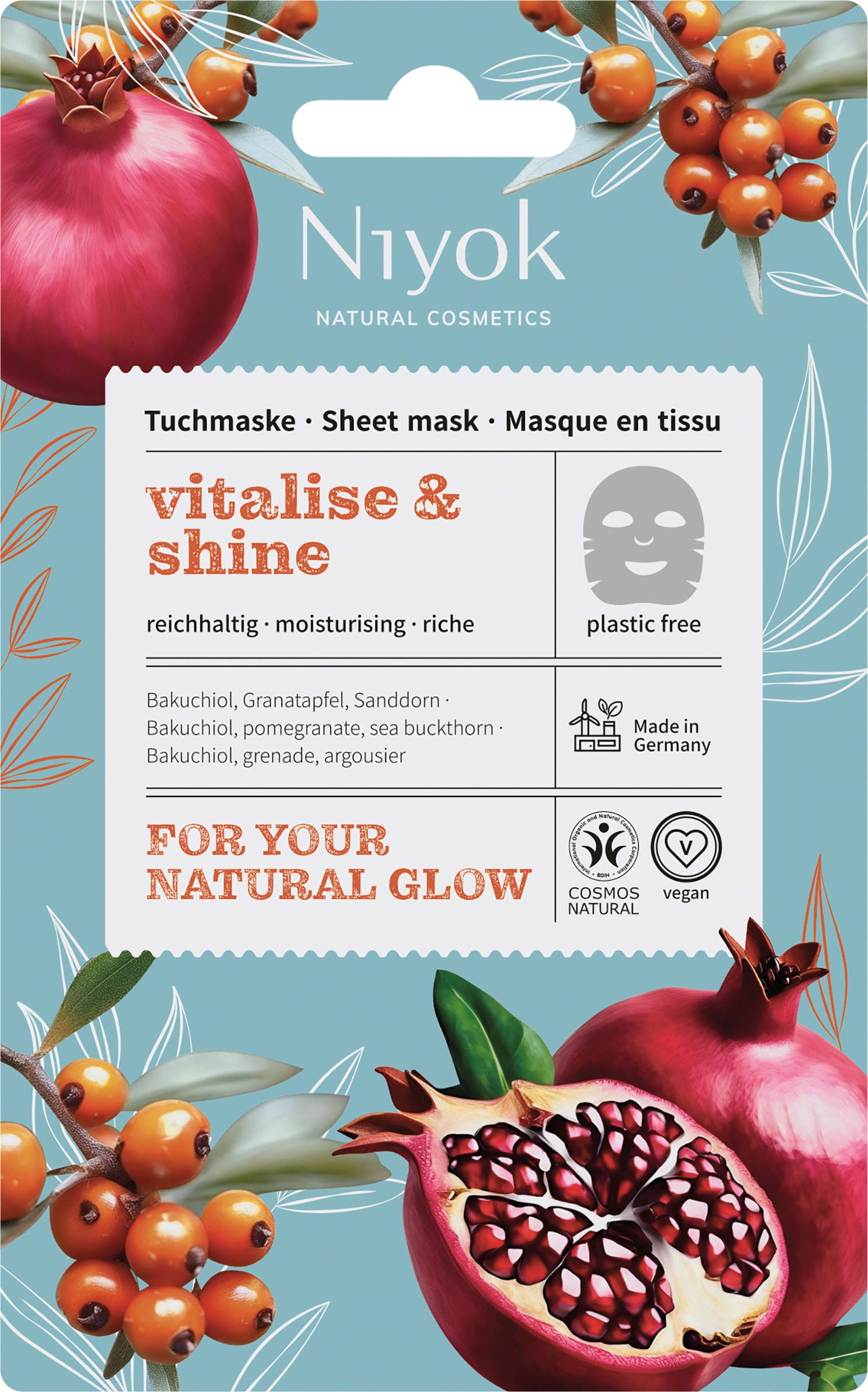Niyok  Reichhaltige Tuchmaske Vitalise & Shine, 10 ml