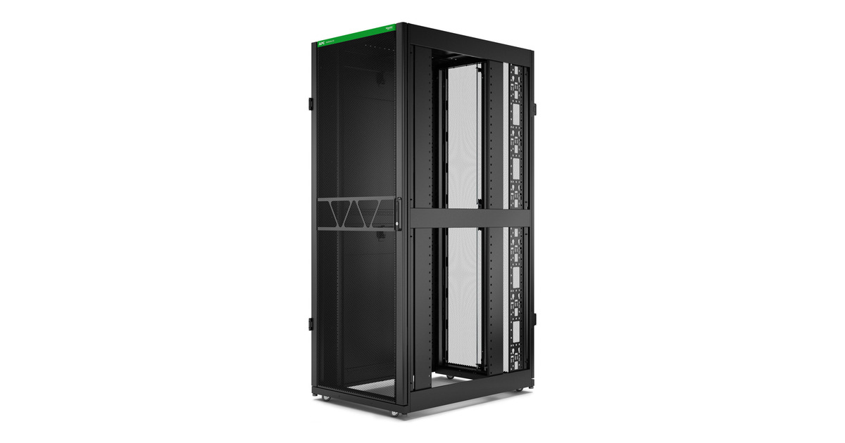 APCNetShelter SX Gen 2 AR3150B2, 42U server rack  (Zwart/groen, 75(b) x 199,1(h) x 107(d) cm, met zijkanten)