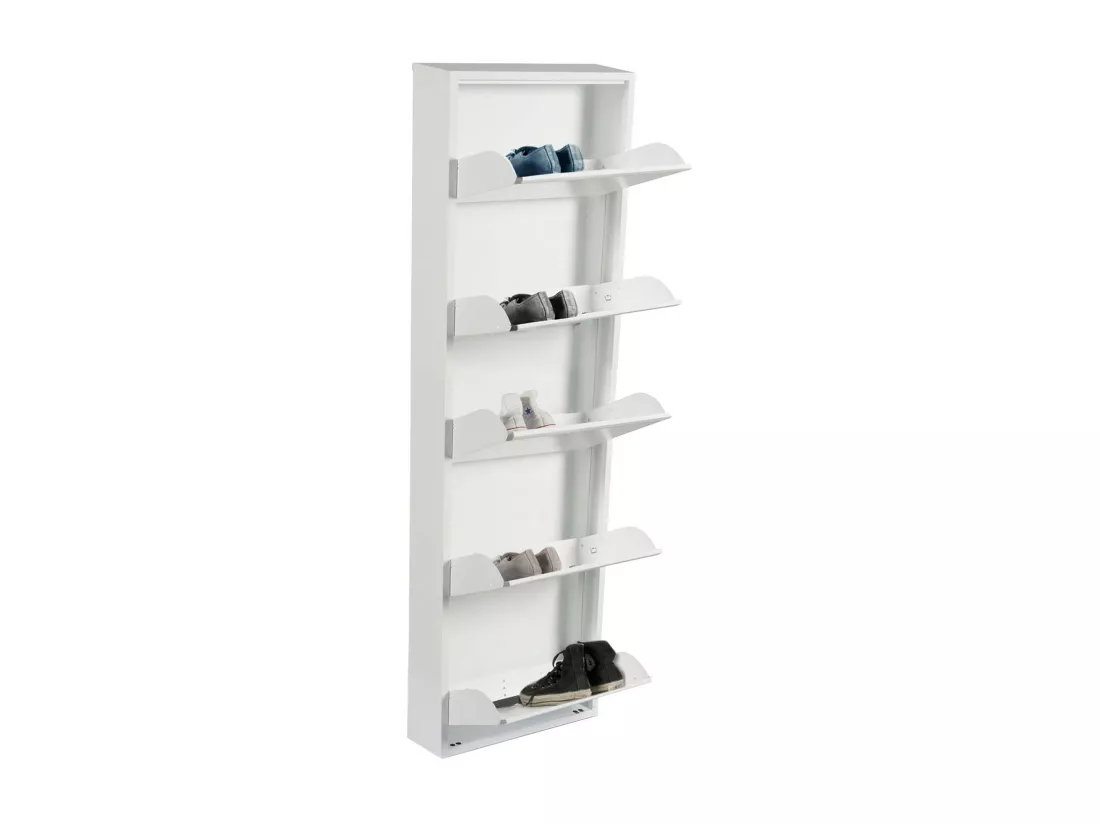 Meuble à chaussures Dpapi, Étagère à chaussures peu encombrante, Étagère à chaussures d'entrée, Étagère à chaussures en métal 5 portes, 50x15h169 cm, Blanc