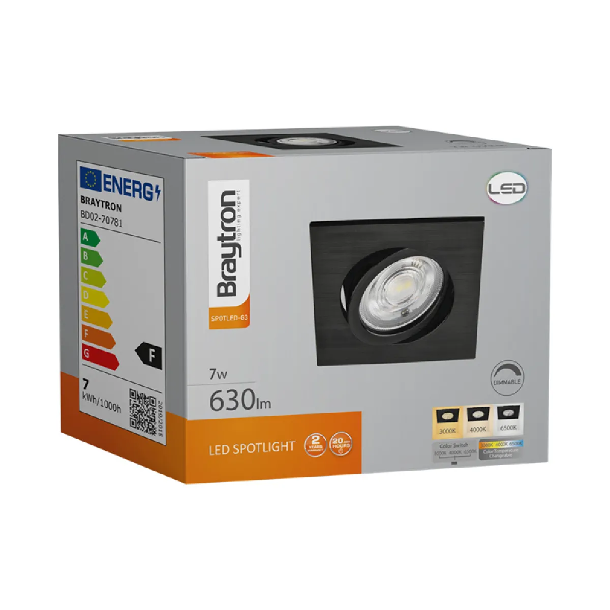 Braytron Lot 10 Spots LED Encastrables 7W Noir