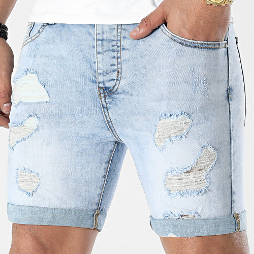 Short Jean Avec Dechirures 0020 Bleu Clair
