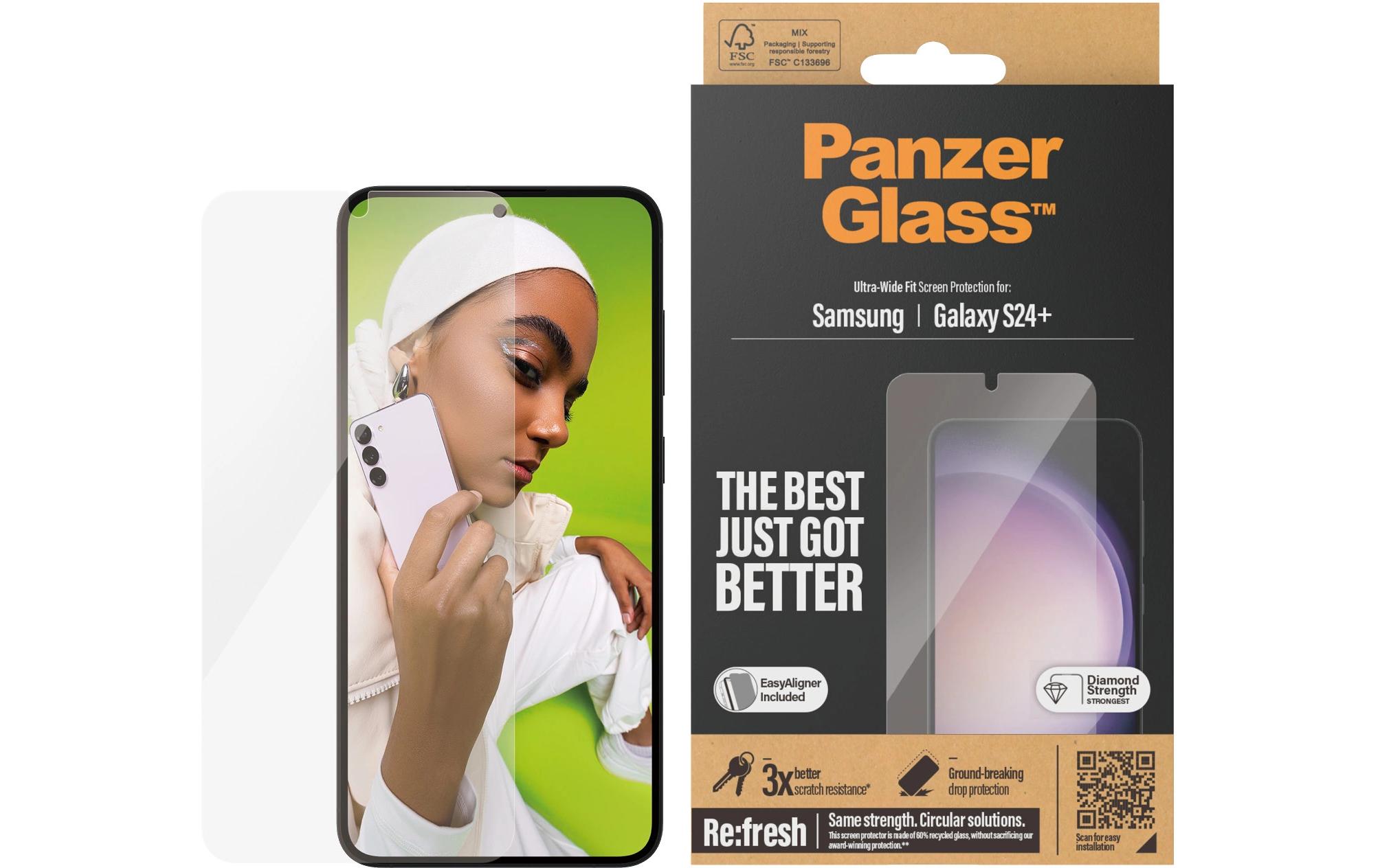Displayschutz Ultra Wide Fit Galaxy S24+ mit ApplicatorDisplay-Schutzfolie für das Samsung Galaxy S24+ mit Montagehilfe