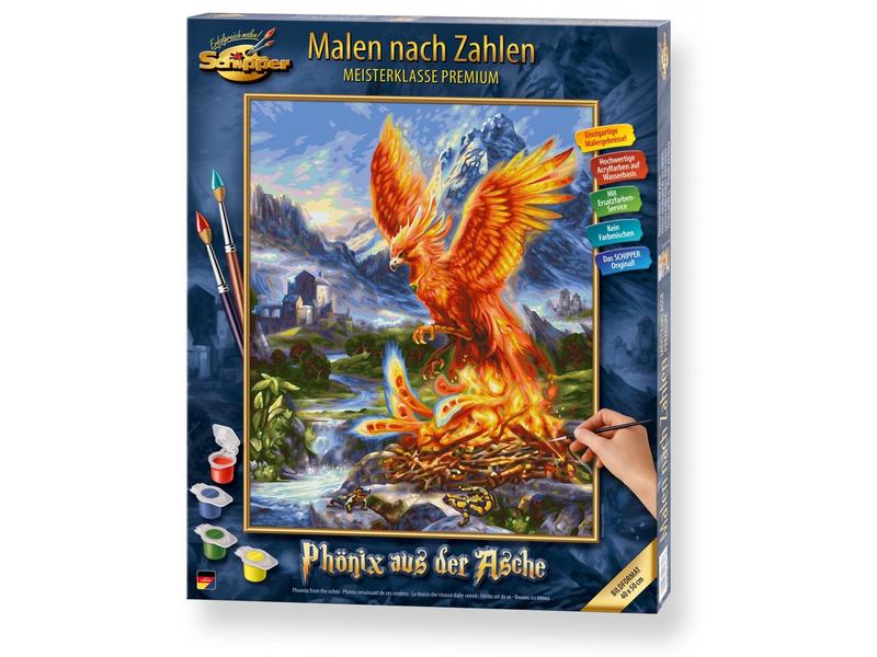 Schipper Malen nach Zahlen Phönix aus der Asche Bilder malen für Erwachsene, inklusive Pinsel und Acrylfarben, 40 x 50 cm