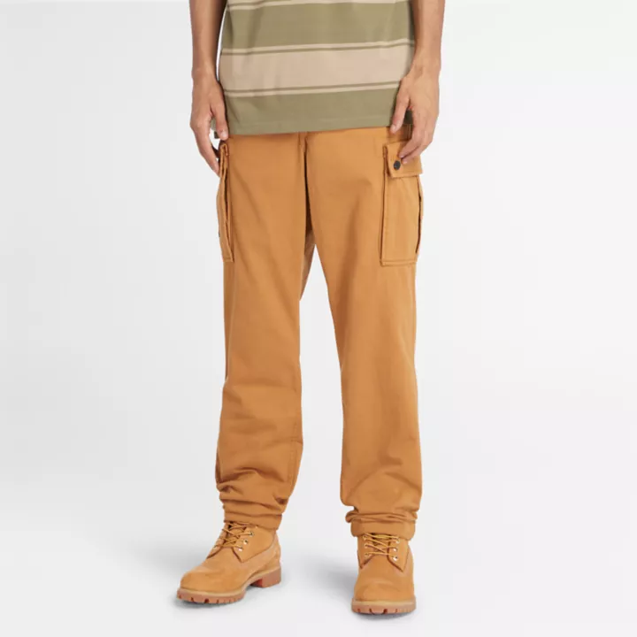 Pantalon cargo en sergé pour homme en jaune foncé