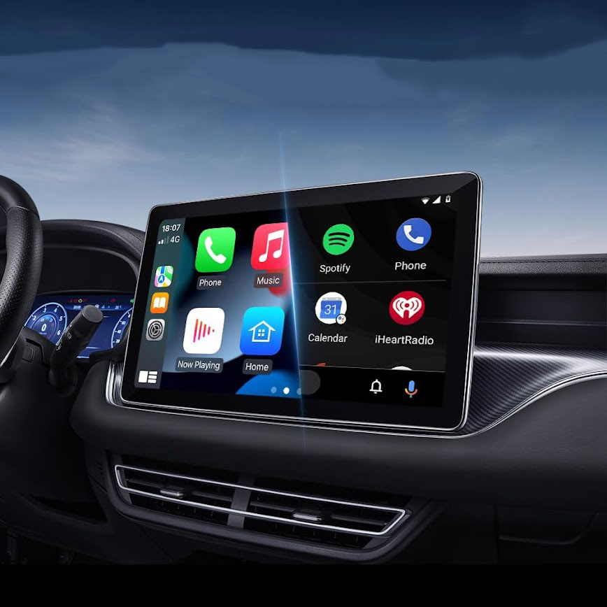 Kabelgebunden Android Auto / Apple Carplay KFZ USB-A  Adapter für Android / iOS Smartphones (Google Assistant / Siri) - Schwarz