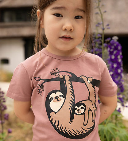 ANIMAL T-Shirt - DyrGrowl - Dk Rose Beige Faultier Mama