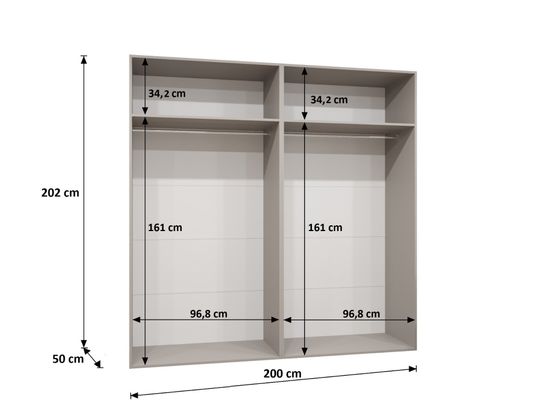 ABIKS MEUBLES - Armoire marbella 2 202/200/52 4 portes (blanc/doré)