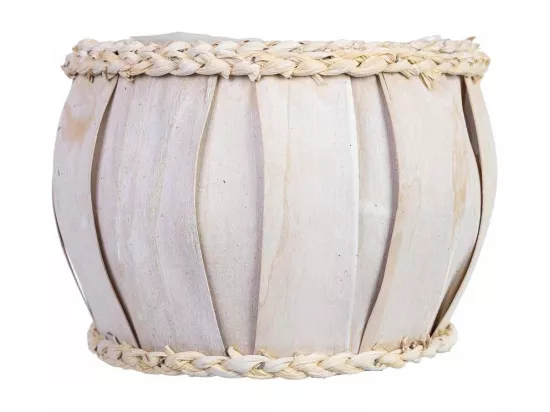 Panier rond en bois blanc 24x24x19h cm