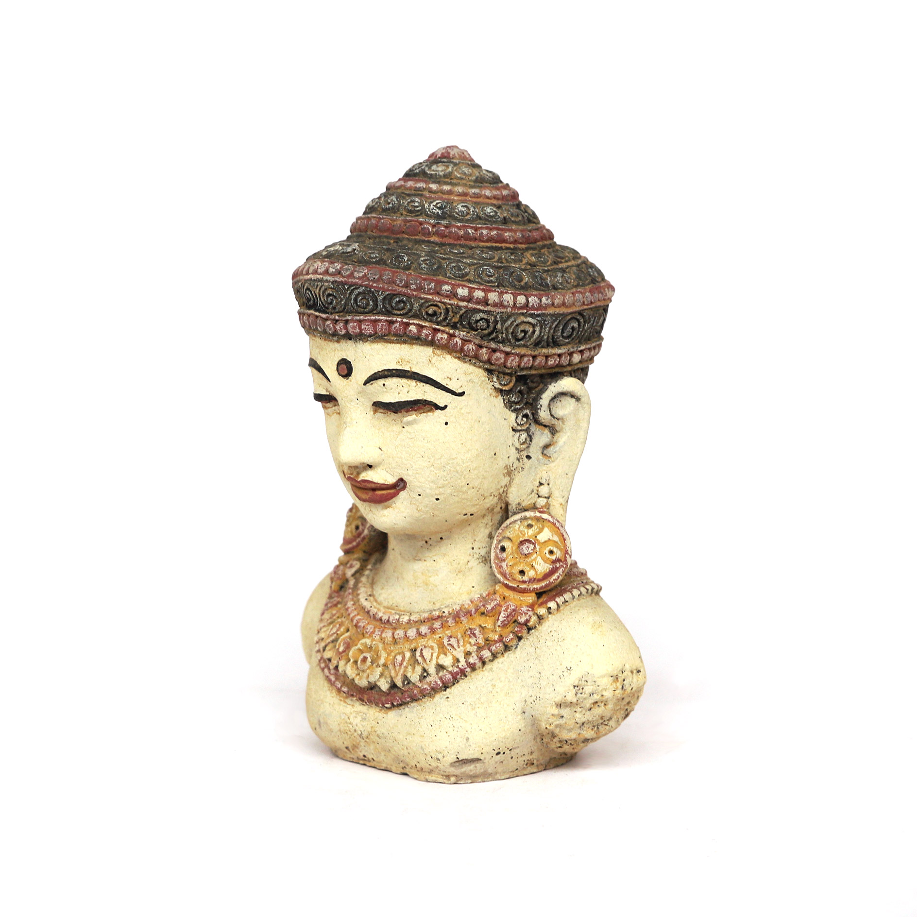 Büste 'Khmer Buddha', multicolor, H 20 cm, B 14 cm, T 13 cm von fischer's lagerhaus