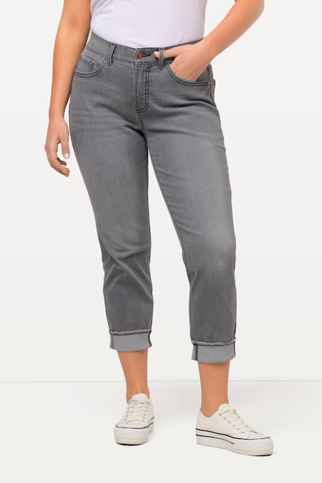 Boyfriend-Jeans, Fransensaum, Leo-Details, recycelt