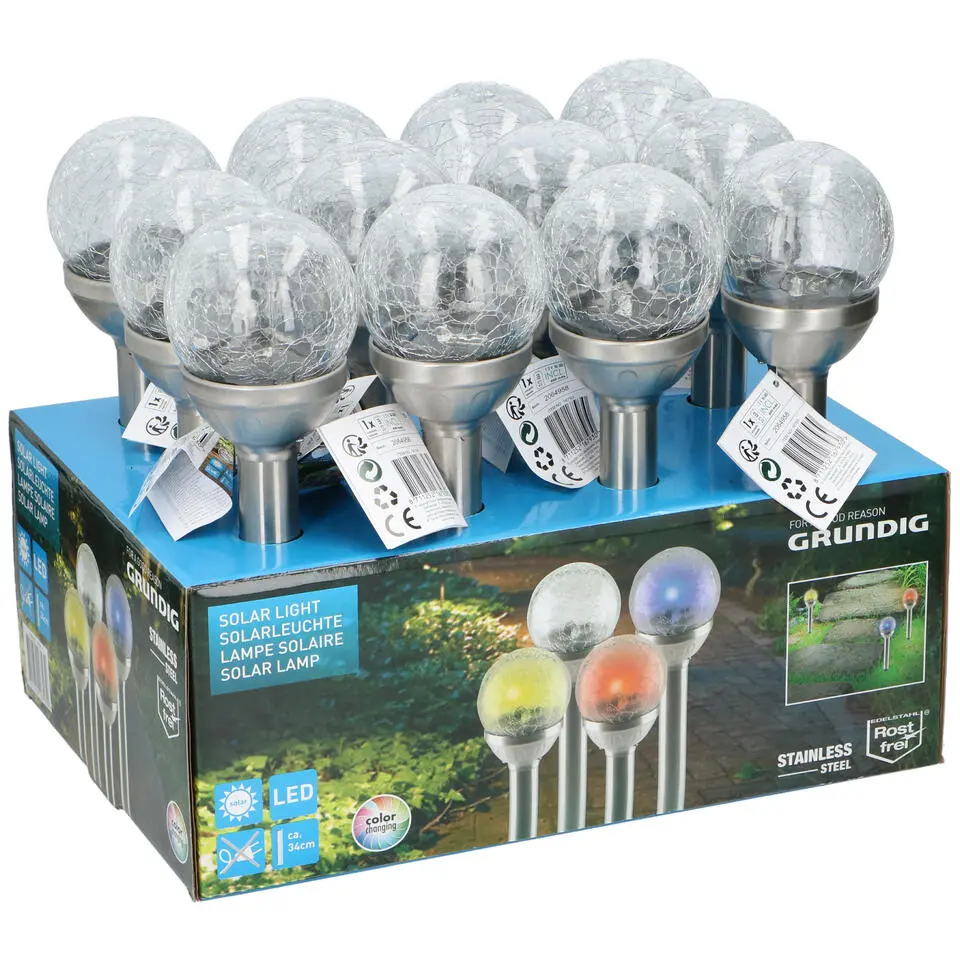 Grundig Prikspot - solar - RVS - tuinverlichting - 25 cm