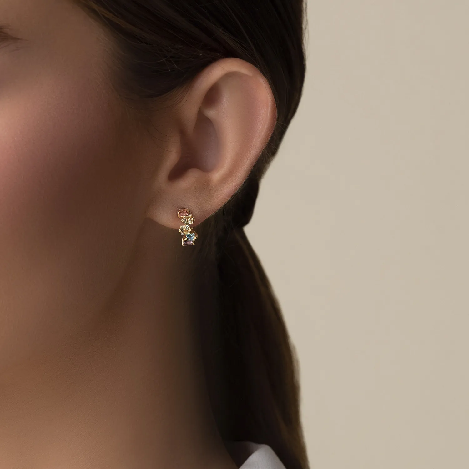 Suzanne Kalan Rainbow Mini Hoops Øreringe 14 kt. Guld PE696-YGPSTL