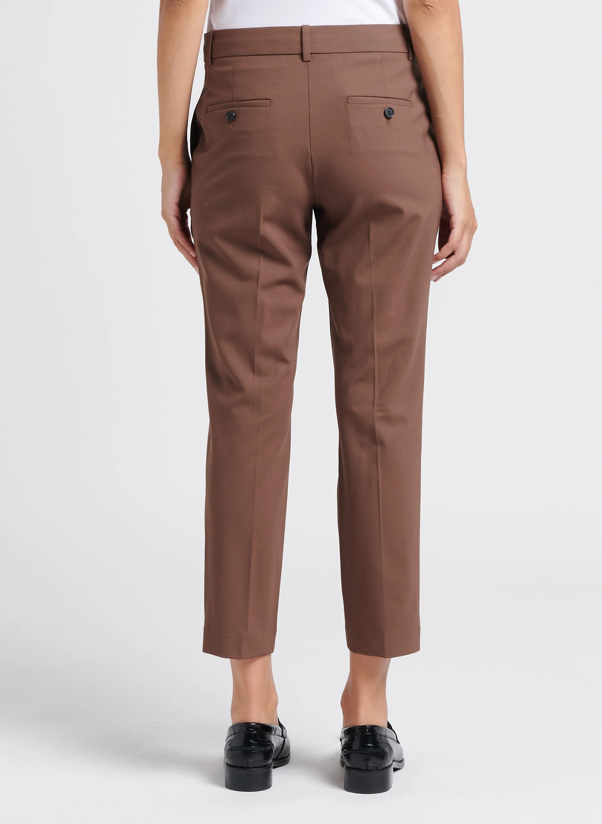 Pantalon 7/8ème zippé en laine vierge | Marron