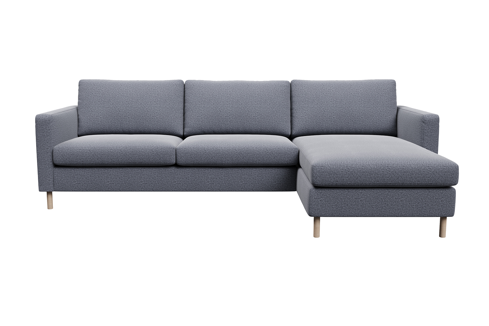 Viken sjeselongsofa I tekstil Solid 7 antrazite . Arm B og hvitoljet eikeben. Skum komfort.