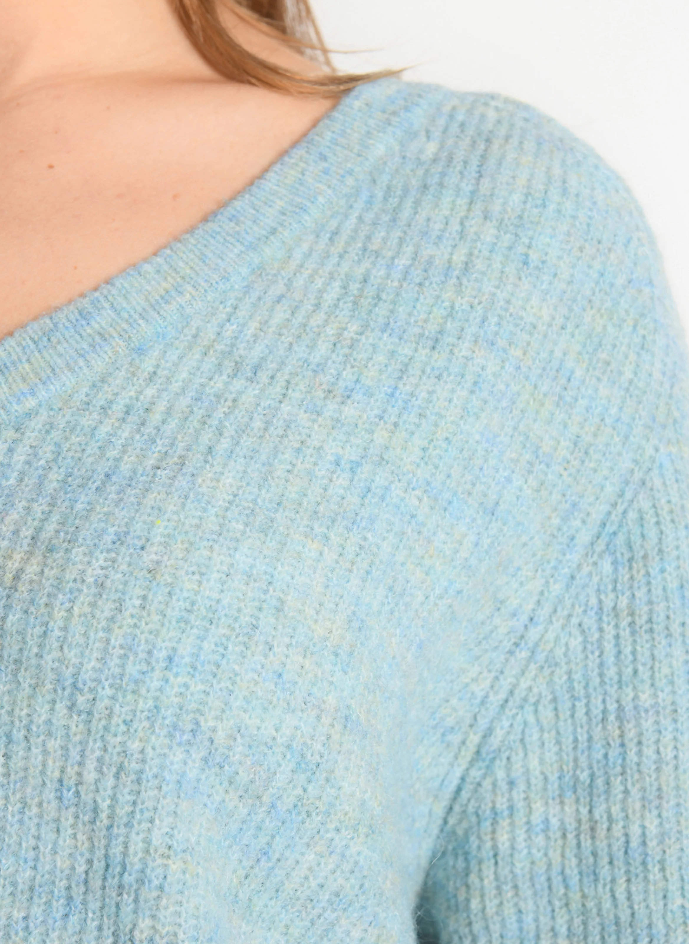 DANNA - Pull col v à manches longues | Bleu