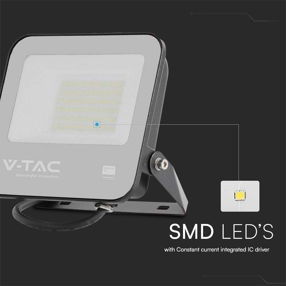 V-TAC VT-4455 - LED-koplamp - Zwart - 135lm/w - Samsung - IP65 - 50 Watt - 5740 Lumen -