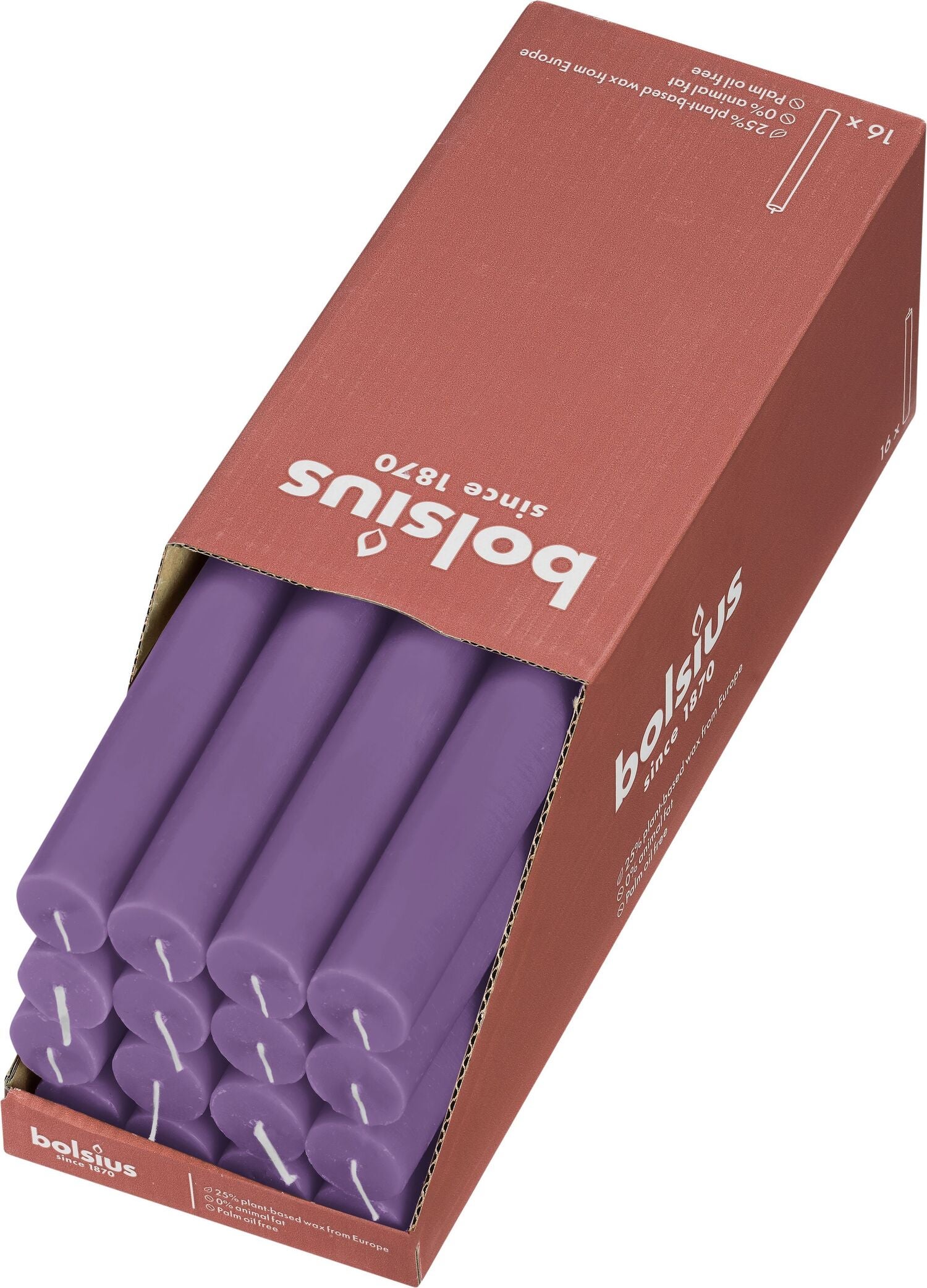 Bolsius dinerkaars Rustiek Shine paars 13 uur D 2,3 H 27 cm