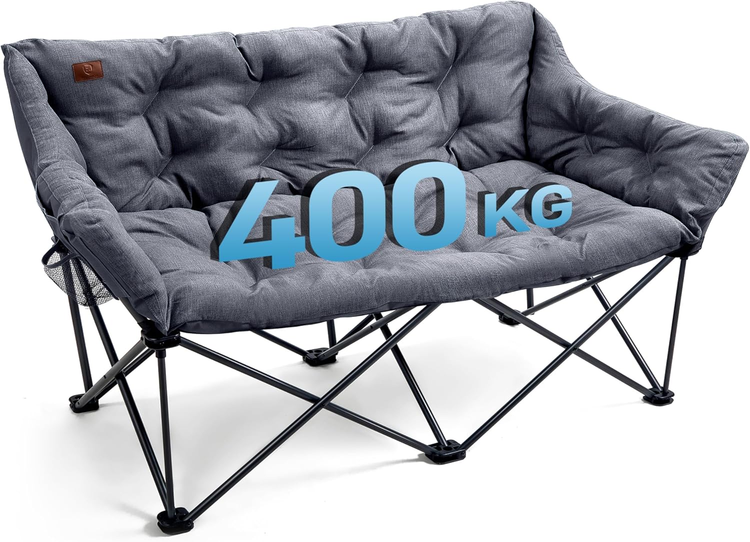 EVER ADVANCED Campingstuhl Faltbar 145cm Breit für 2 Personen Faltsofa 400KG Belastbar, Campingsofa Dick Gepolstert Klappstuhl 2 Sitzer Hohe Lehne Extra Breit für Outdoor Garten Balkon Indoor