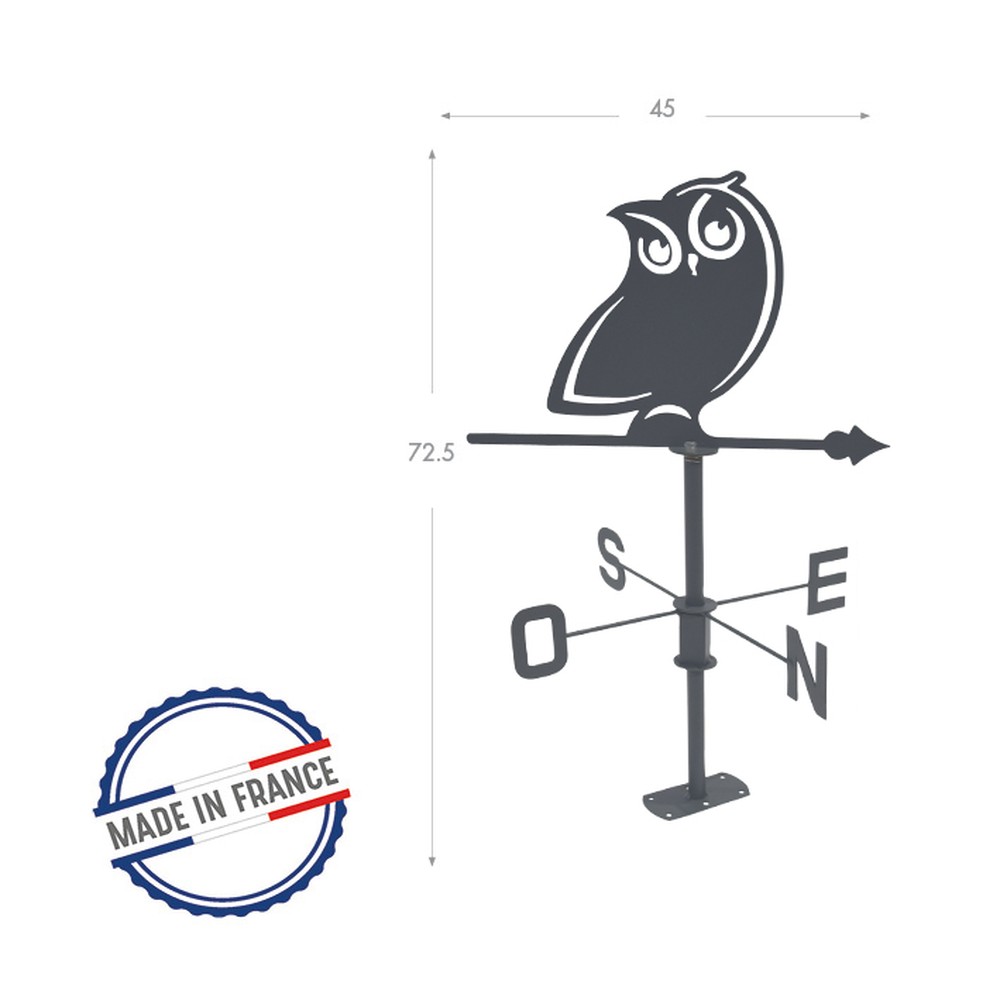 Girouette hibou - 45x72,5 cm - anthracite