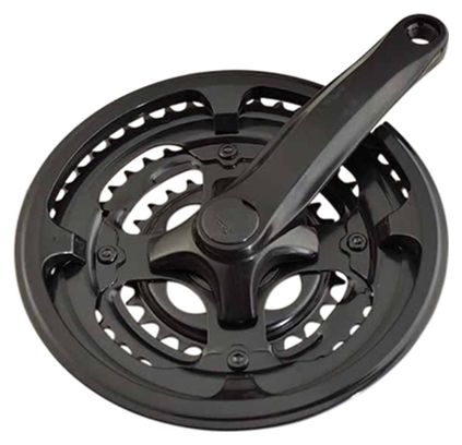 PEDALIER VTT TRIPLE 48-38-28D L152 20 /24  ACIER NOIR (MANIVELLES PLASTIFIEES)