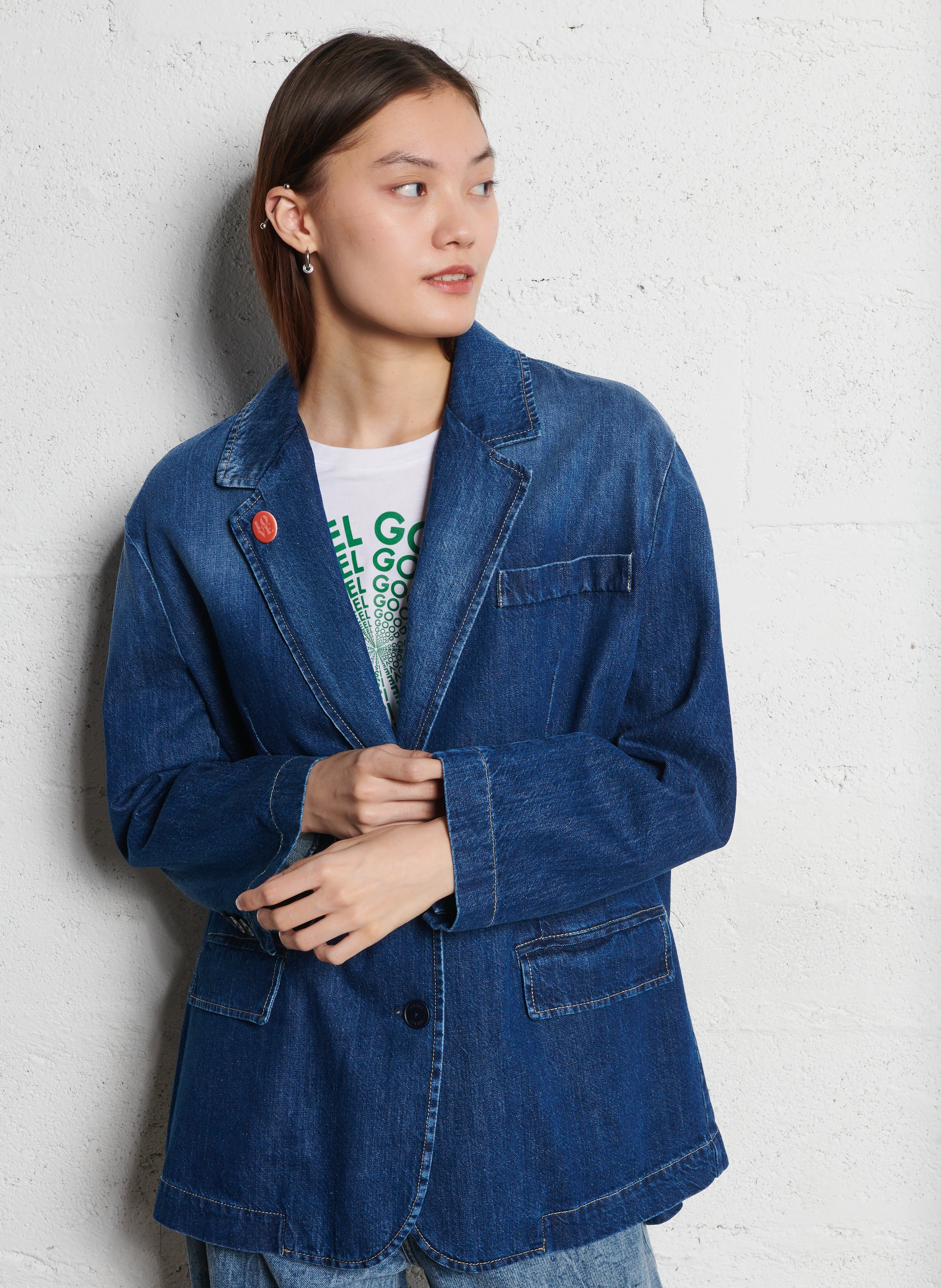 Veste en jean oversize en coton | Bleu