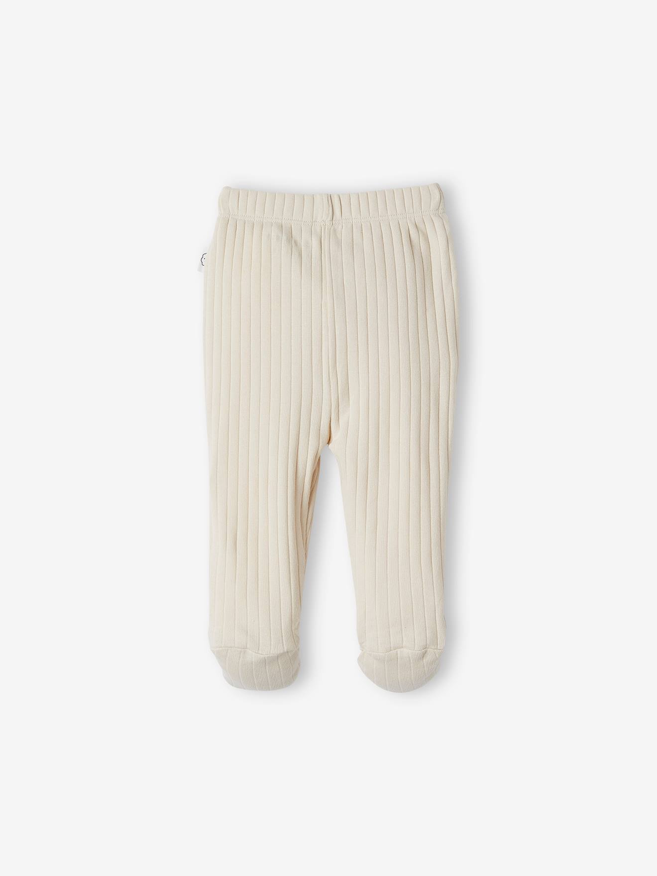 Conjunto de 2 calças com pezinho para bebê, bege claro, bicolor/multicoloridas