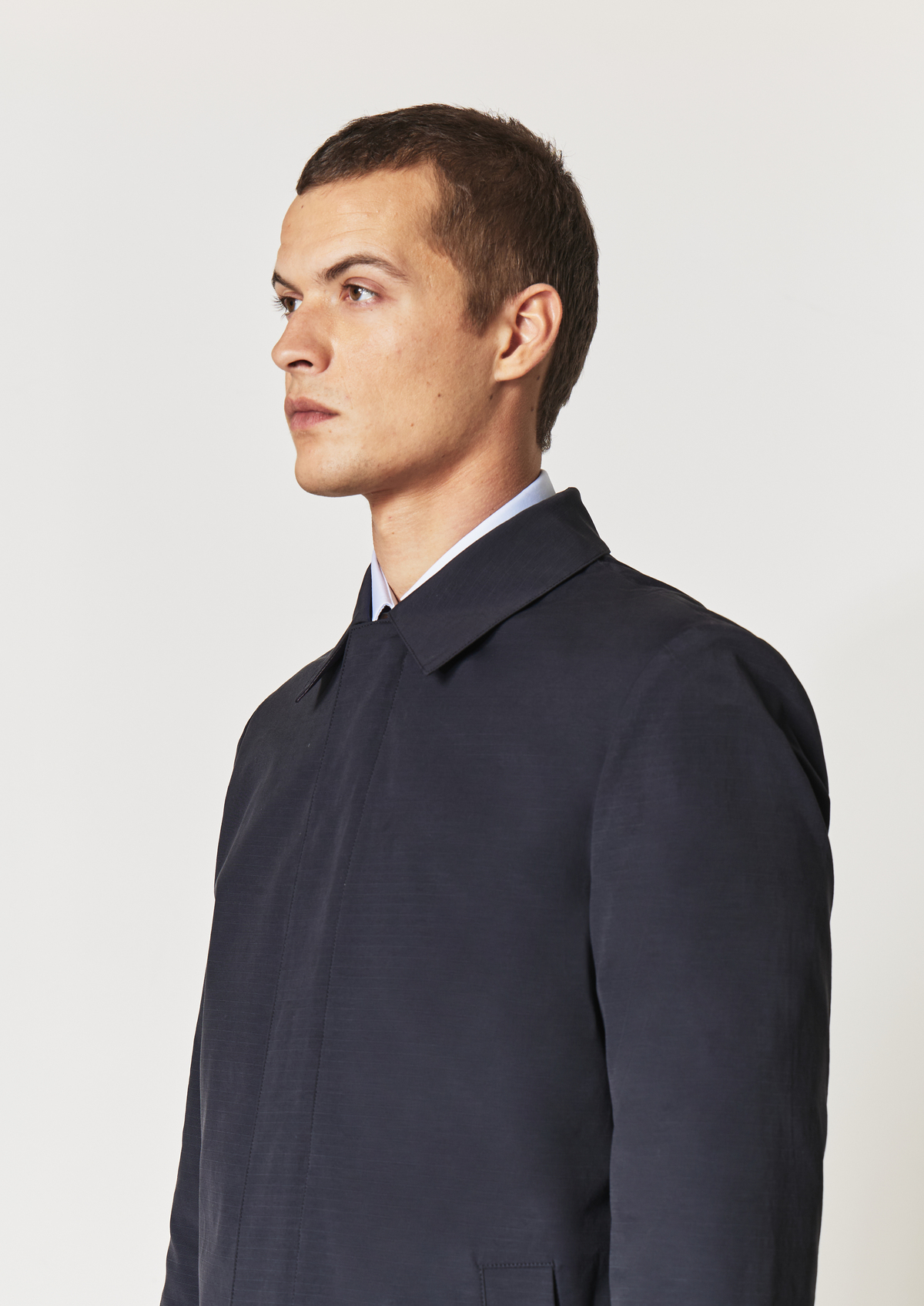 Trench droit uni bleu marine