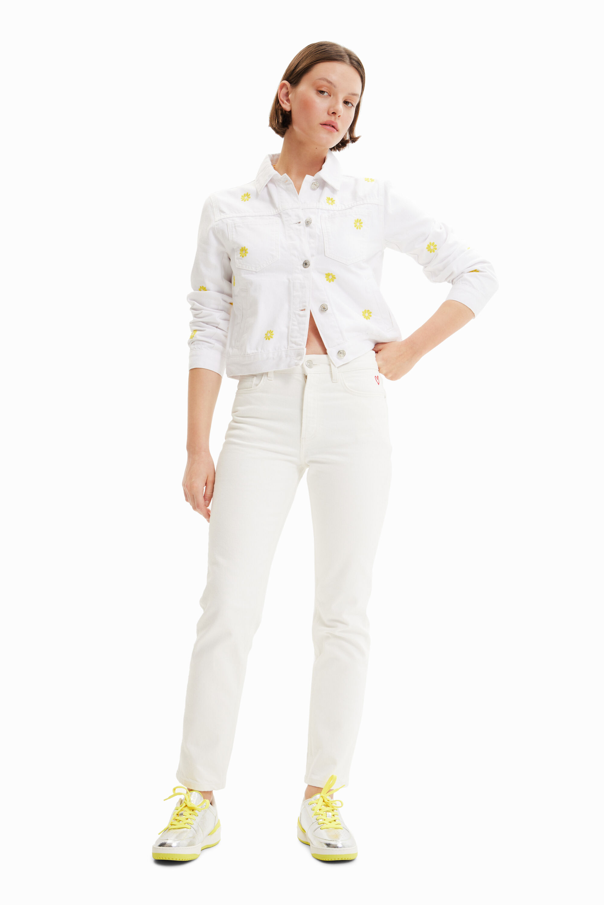 Veste jean marguerites