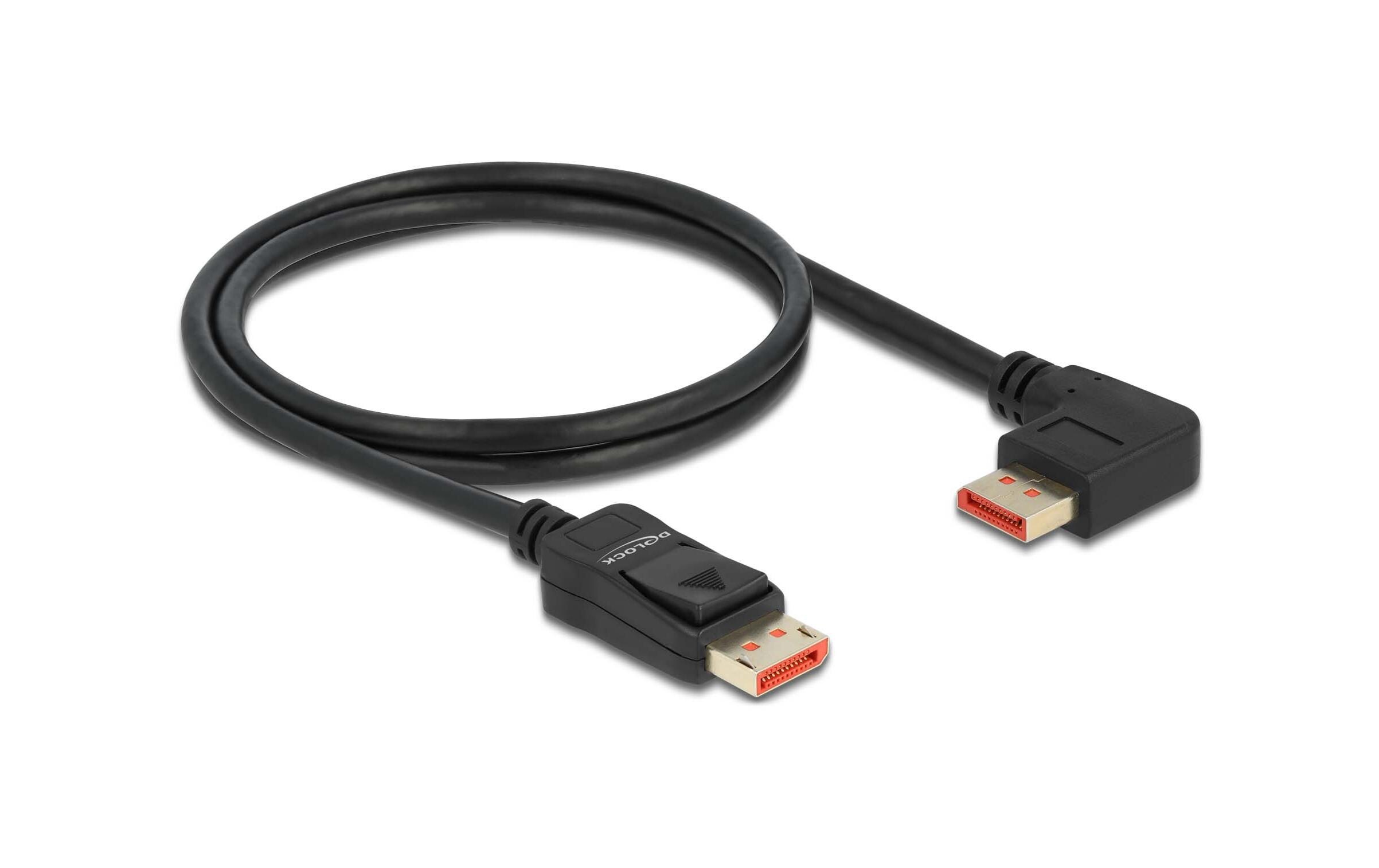 Kabel Links gewinkelt DisplayPort - DisplayPort, 1 mDisplayPort Kabel Stecker gerade zu Stecker 90° links gewinkelt 8K 60 Hz 1 m