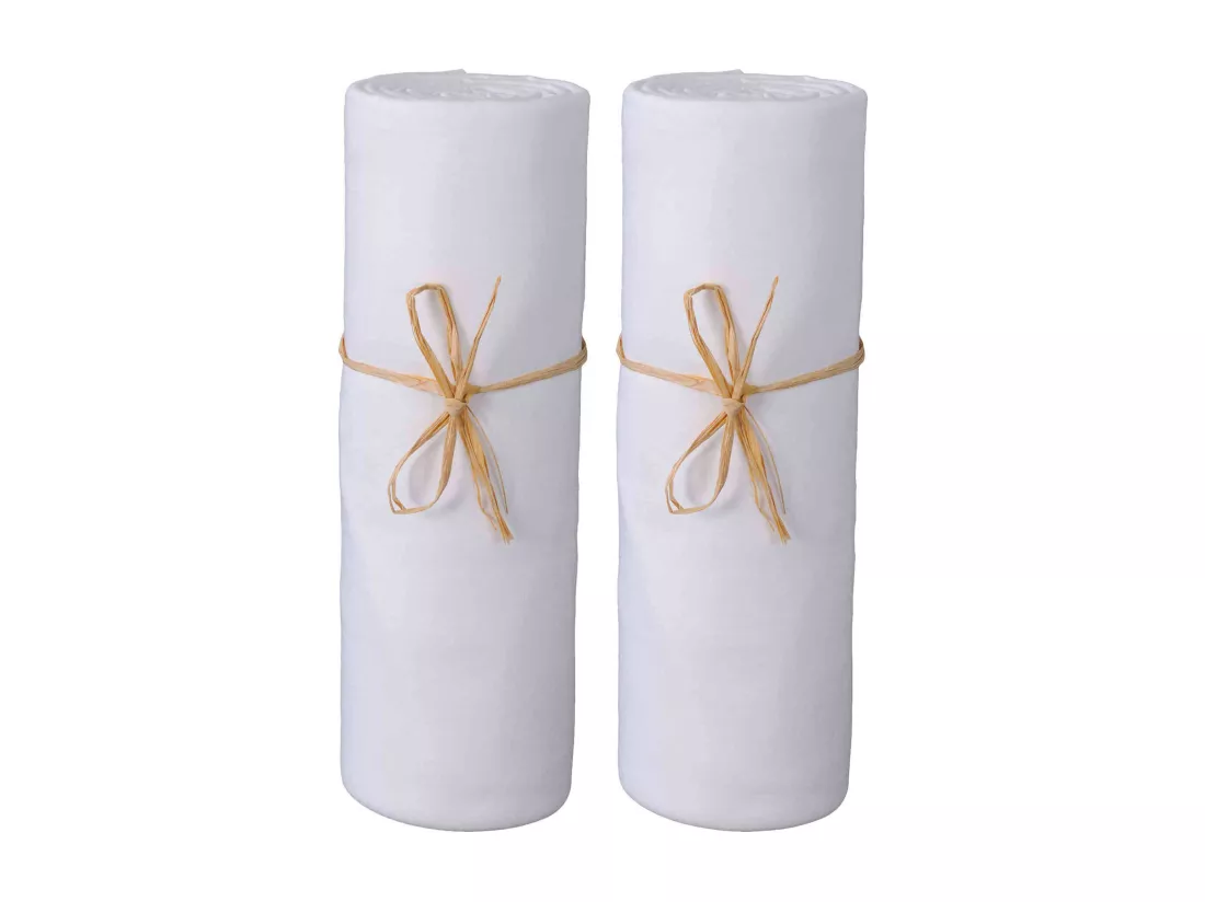 Lot de 2 draps housses bébé jersey bio blanc 60x120