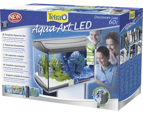 Tetra AquaArt Discovery Line 60L aquarium met LED-verlichting, verwarming, filter en voer, zonder kast, antraciet