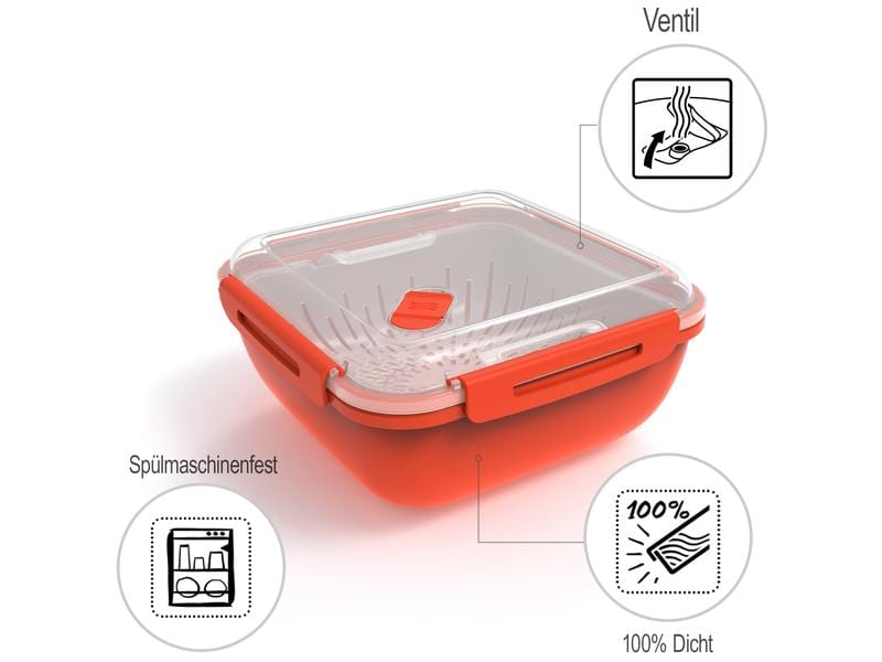Rotho Mikrowellendose Memory Microwave 1.7 l, Rot Aufbewahrungsbehälter für die Mikrowelle