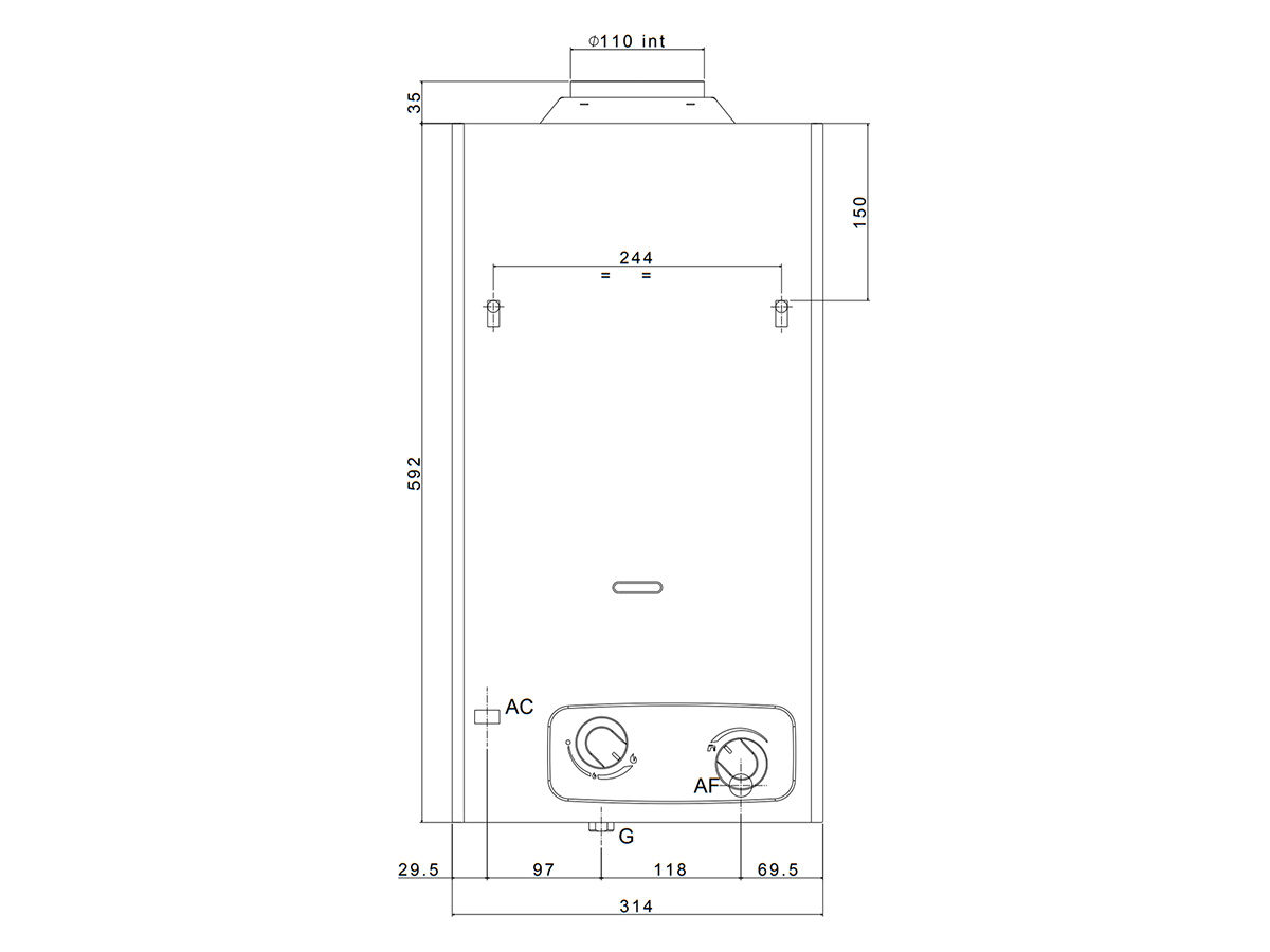 TTulpe B11 Eco indoor geiser - 30 mbar