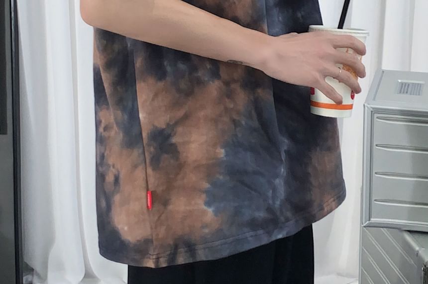 emeisa - Tie Dye T-shirt met korte mouwen en ronde hals