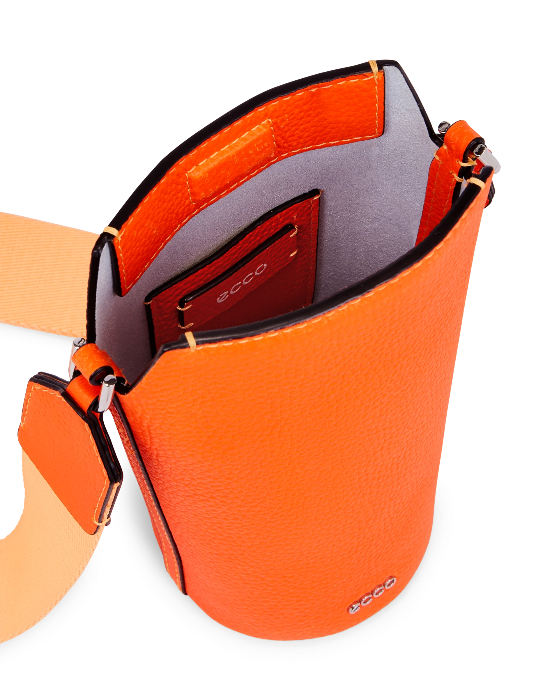 ECCO Pot Bag Umhängetasche aus Leder Orange 20,5X13,5X9,5 cm