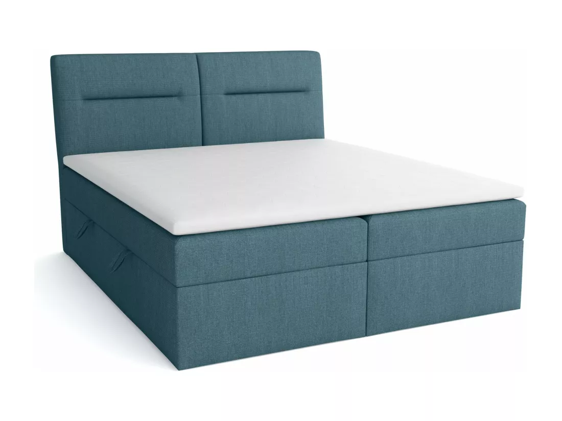 LE LIT BOXSPRING Moderno avec coffres de lit et surmatelas, en tissu Soro 86 (bleu-vert), 160x200 cm.