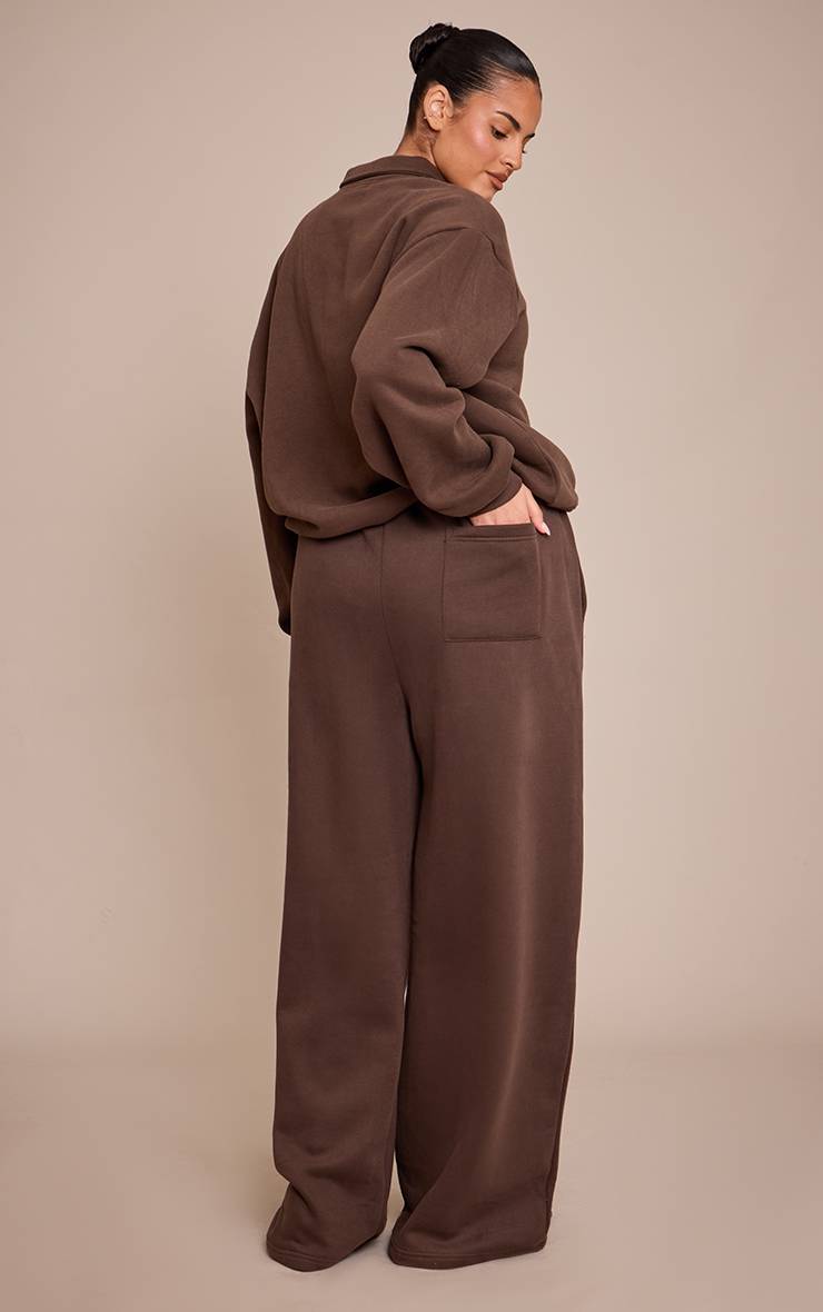 Chocolat Pantalon De Jogging Droit En Molleton De Coton Grande Taille