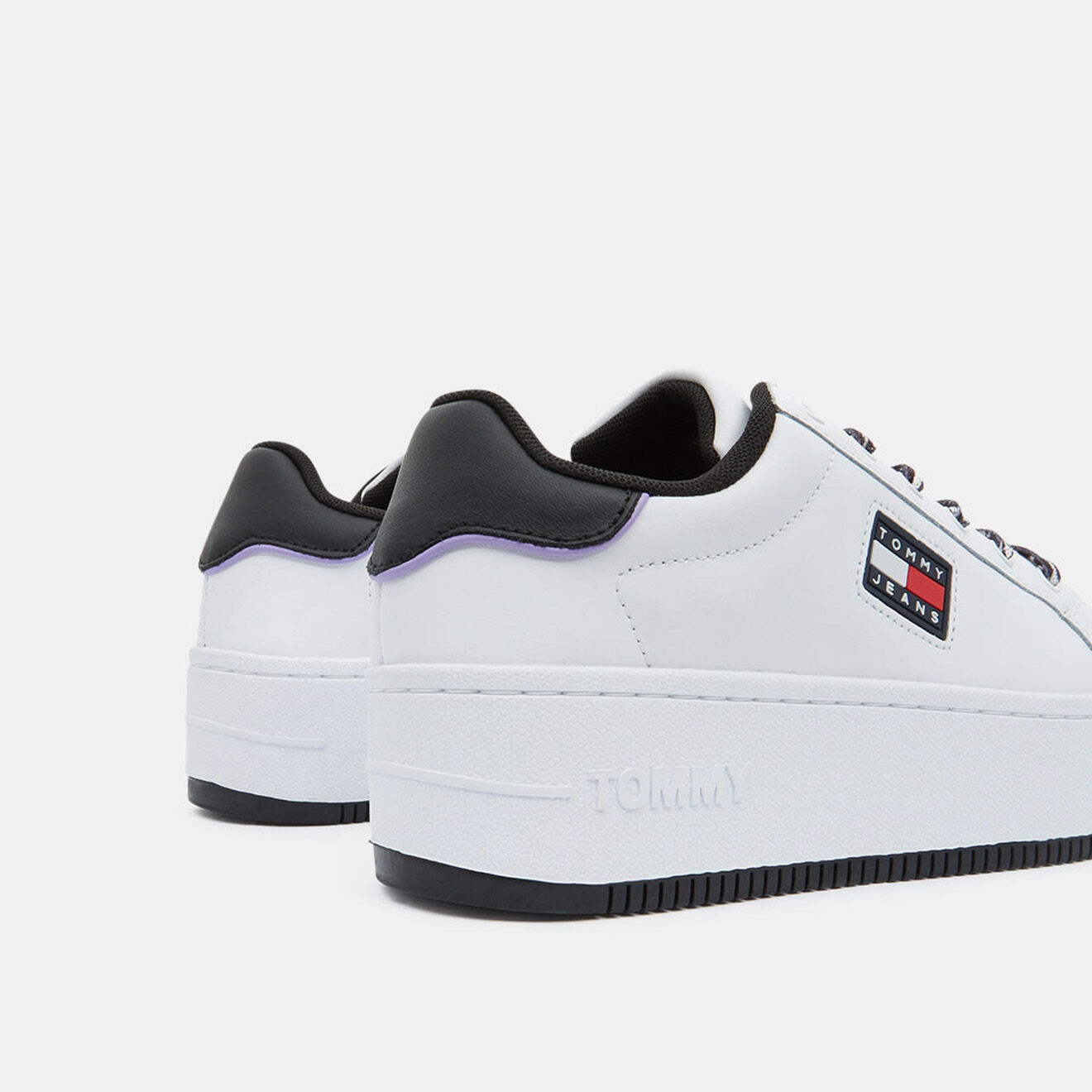 Tommy Jeans Baskets en Cuir Flatform Animal blanches