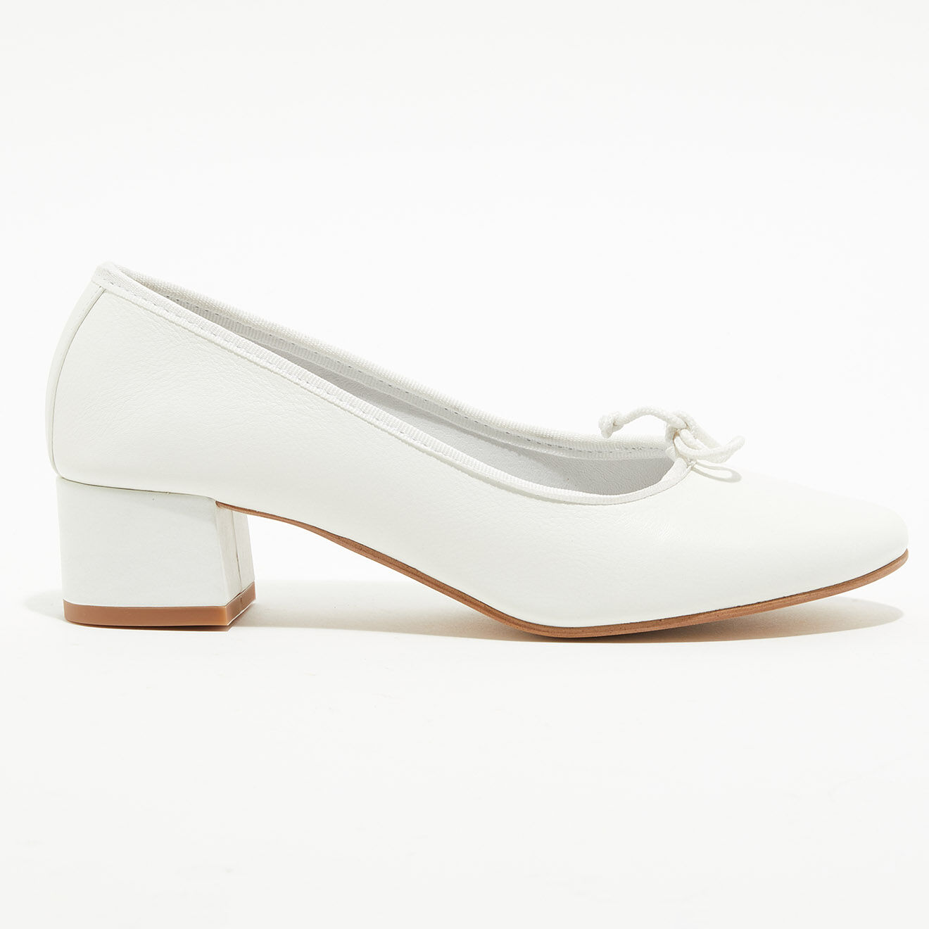 Quartier Latin Ballerines trotters en Cuir Diane blanches - Talon 4 cm