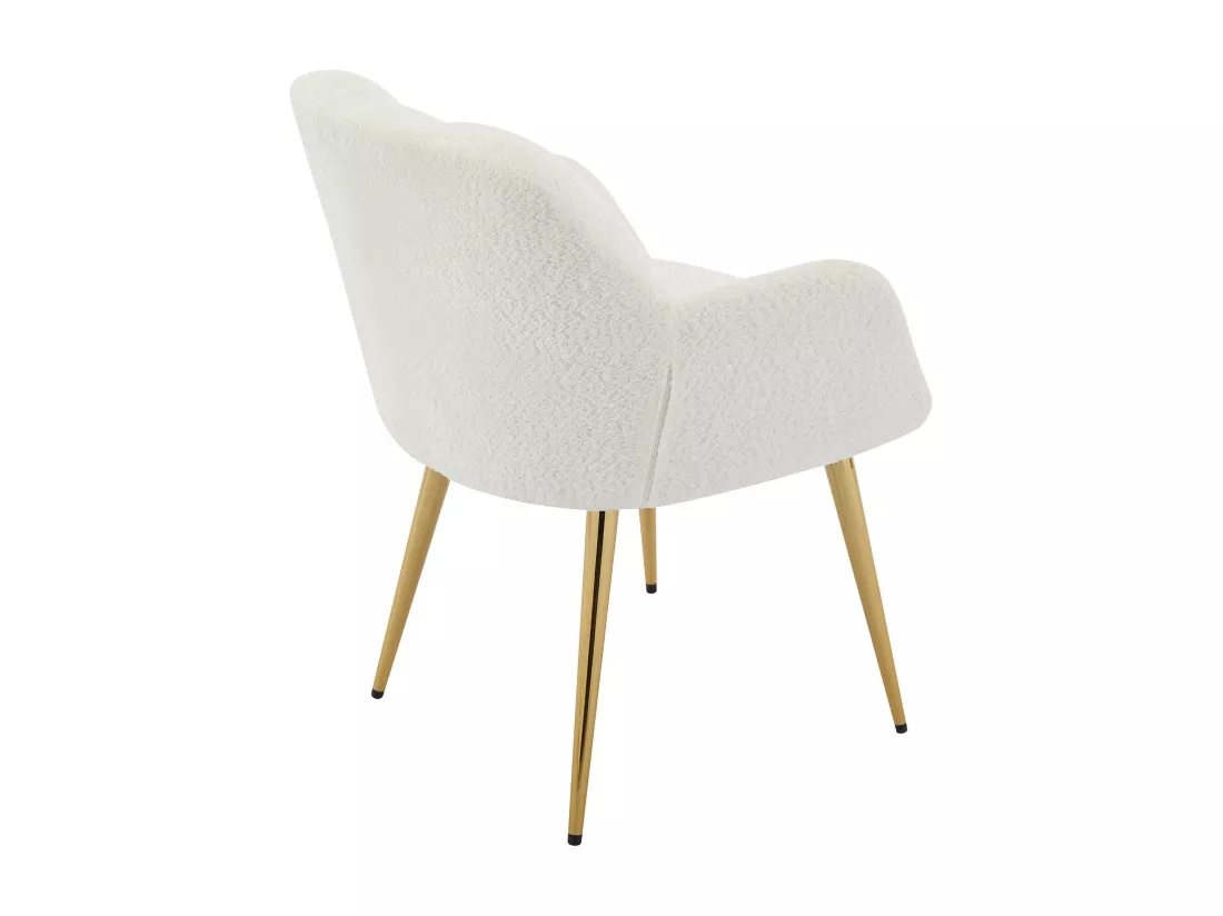 Lot de 6 chaises avec accoudoirs - Tissu bouclette et métal doré - Blanc - PEGA de Pascal MORABITO