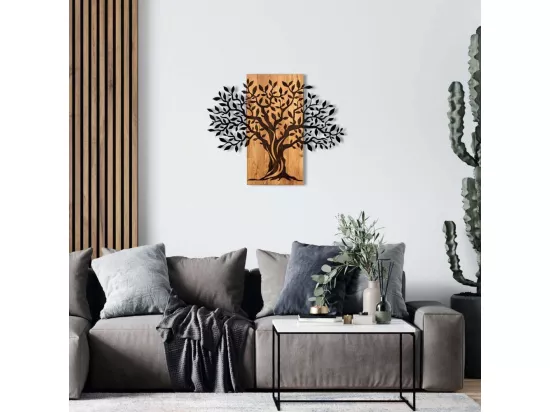 Décoration murale en métal et bois Arbre 72 x 58 cm