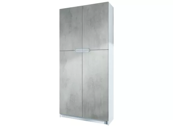 Armoire De Bureau Blanc Mat Et Aspect Béton (lxhxp) : 82 x 185 x 37