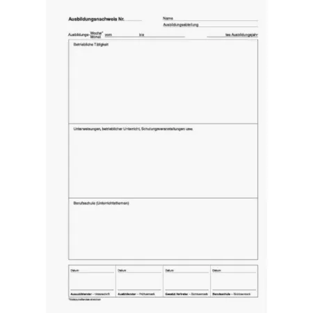BRUNNEN Ausbildungsnachweise/Berichtsblock