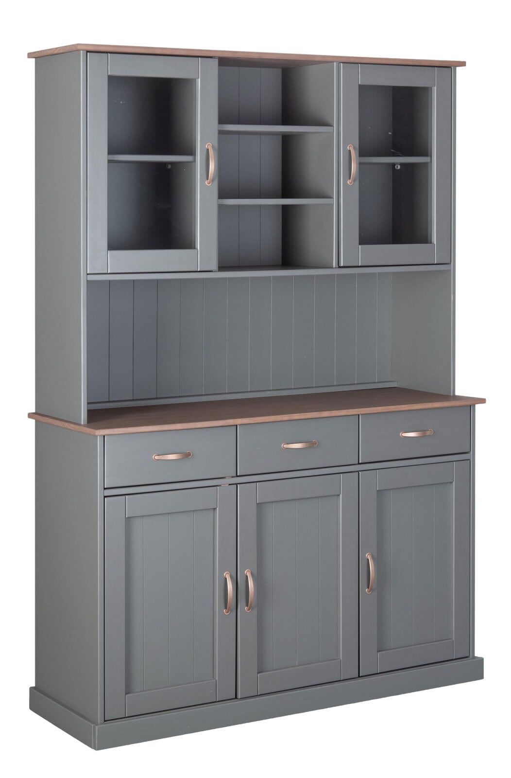 Buffet Niclas 6.1 Massivholz grau/braun 131x190x45 cm