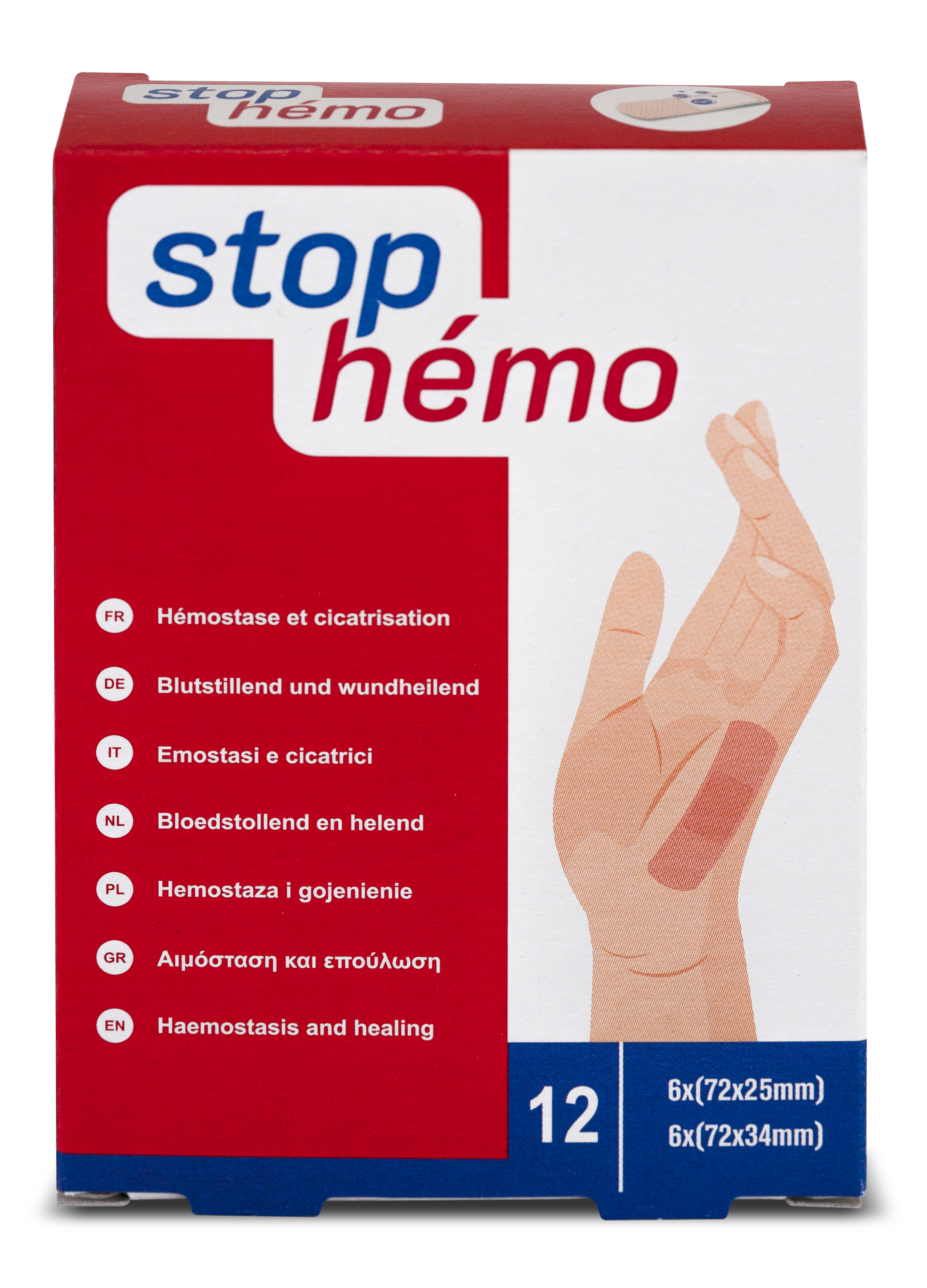 Stop Hemo Pflaster hämostatisch<br>12 Stück, steril assortiert einzeln verpackt